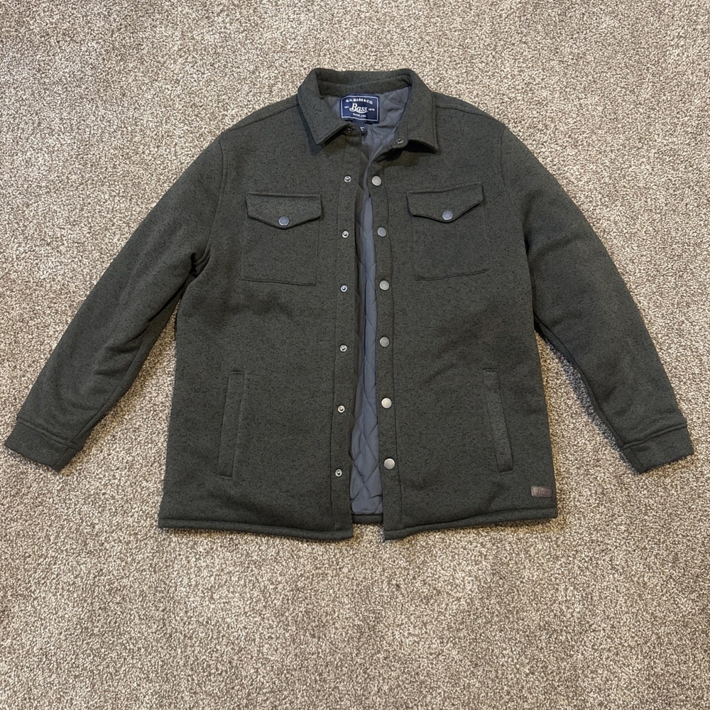 G.H. Bass Mens Green Fleece Collared Snap Up Lined Jacket  Gorpcore Size L